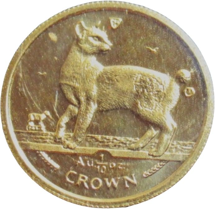 Isle of Man ⅒ Crown - Elizabeth II Japanese Bobtail Cat reverse