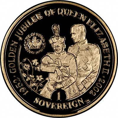 Gibraltar 1 Sovereign - Elizabeth II Golden Jubilee - Royal Couple with baby