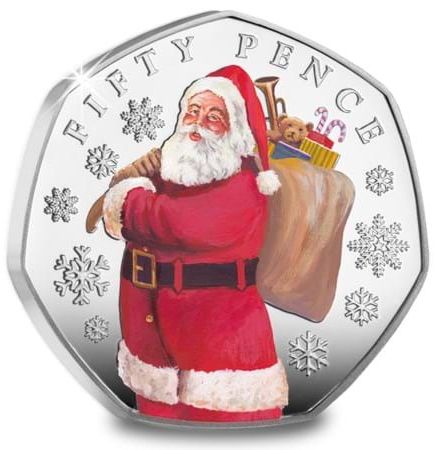 Jersey 50 Pence - Charles III Father Christmas; Silver Proof reverse