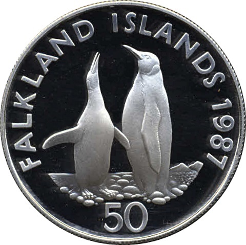 Falkland Islands 50 Pence - Elizabeth II WWF; Silver Proof Issue reverse
