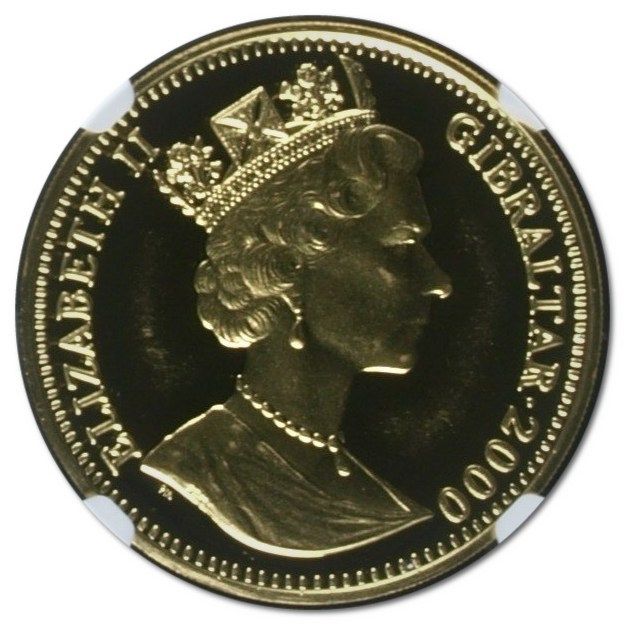 Gibraltar 1 Royal - Elizabeth II Cherubs; Gold obverse