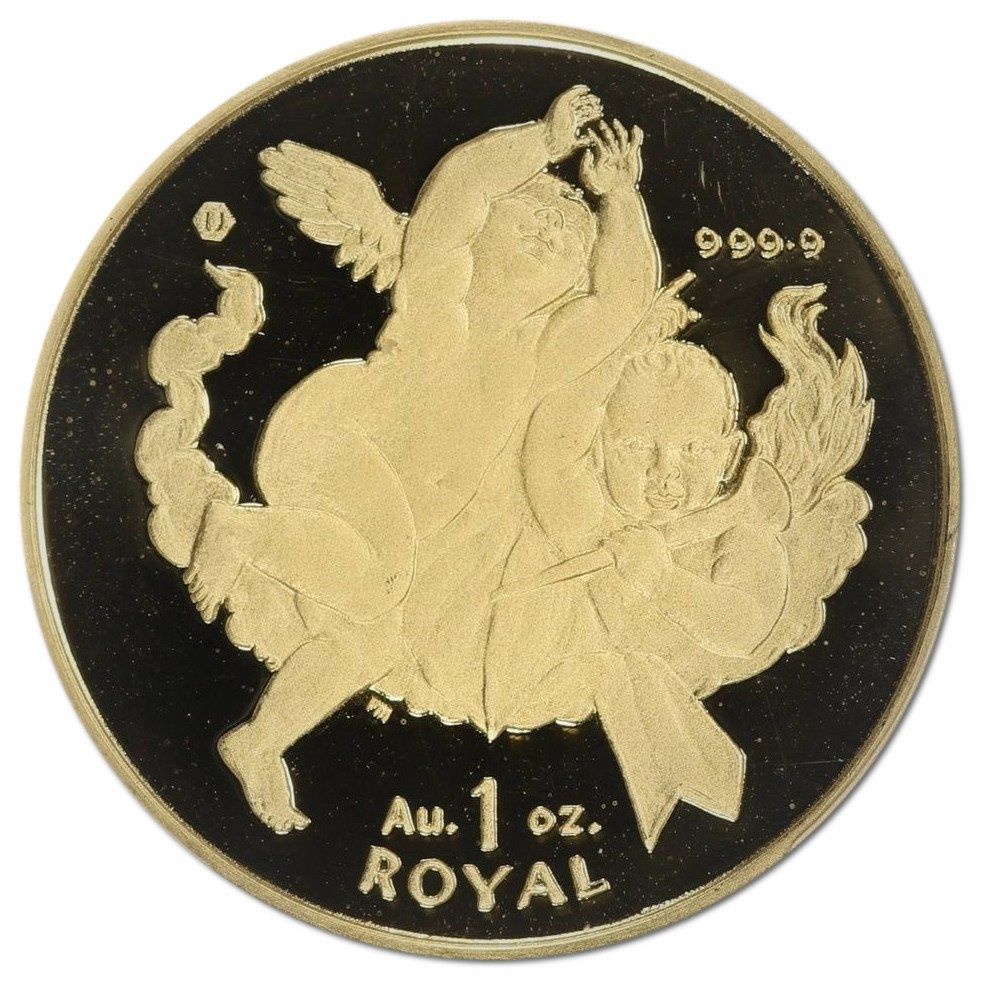 Gibraltar 1 Royal - Elizabeth II Two Cherubs; Gold