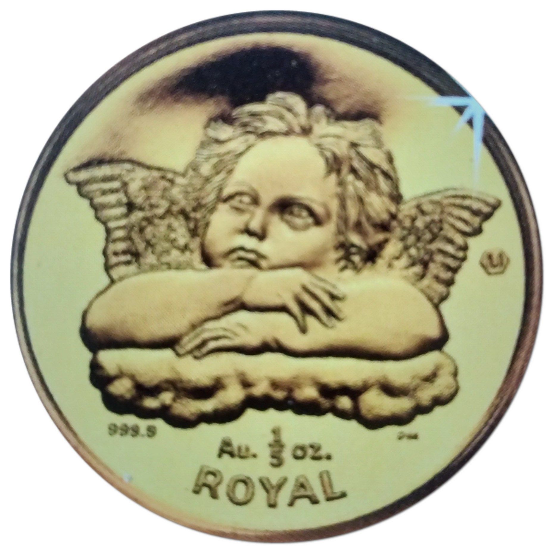 Gibraltar ⅕ Royal - Elizabeth II Cherub with crossed arms; Gold