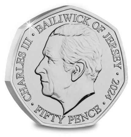 Jersey 50 Pence - Charles III St Andrew obverse