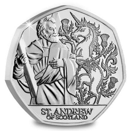Jersey 50 Pence - Charles III St Andrew reverse