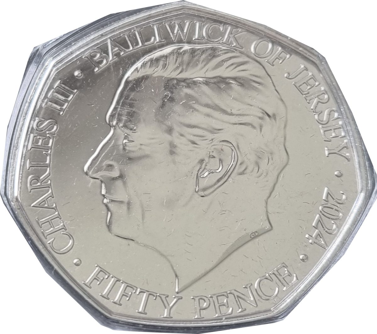 Jersey 50 Pence - Charles III St David obverse