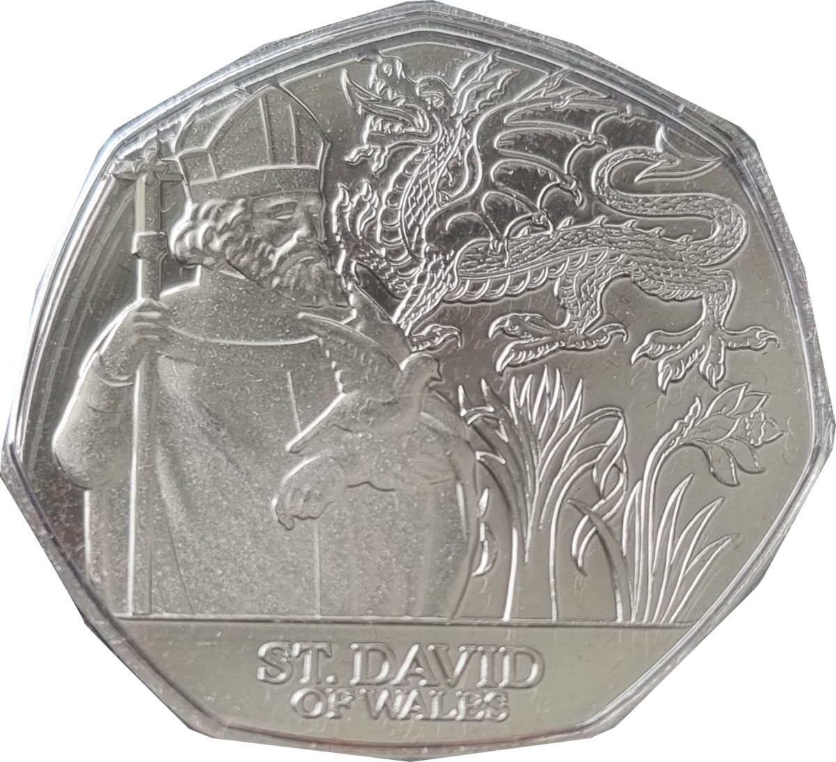 Jersey 50 Pence - Charles III St David reverse