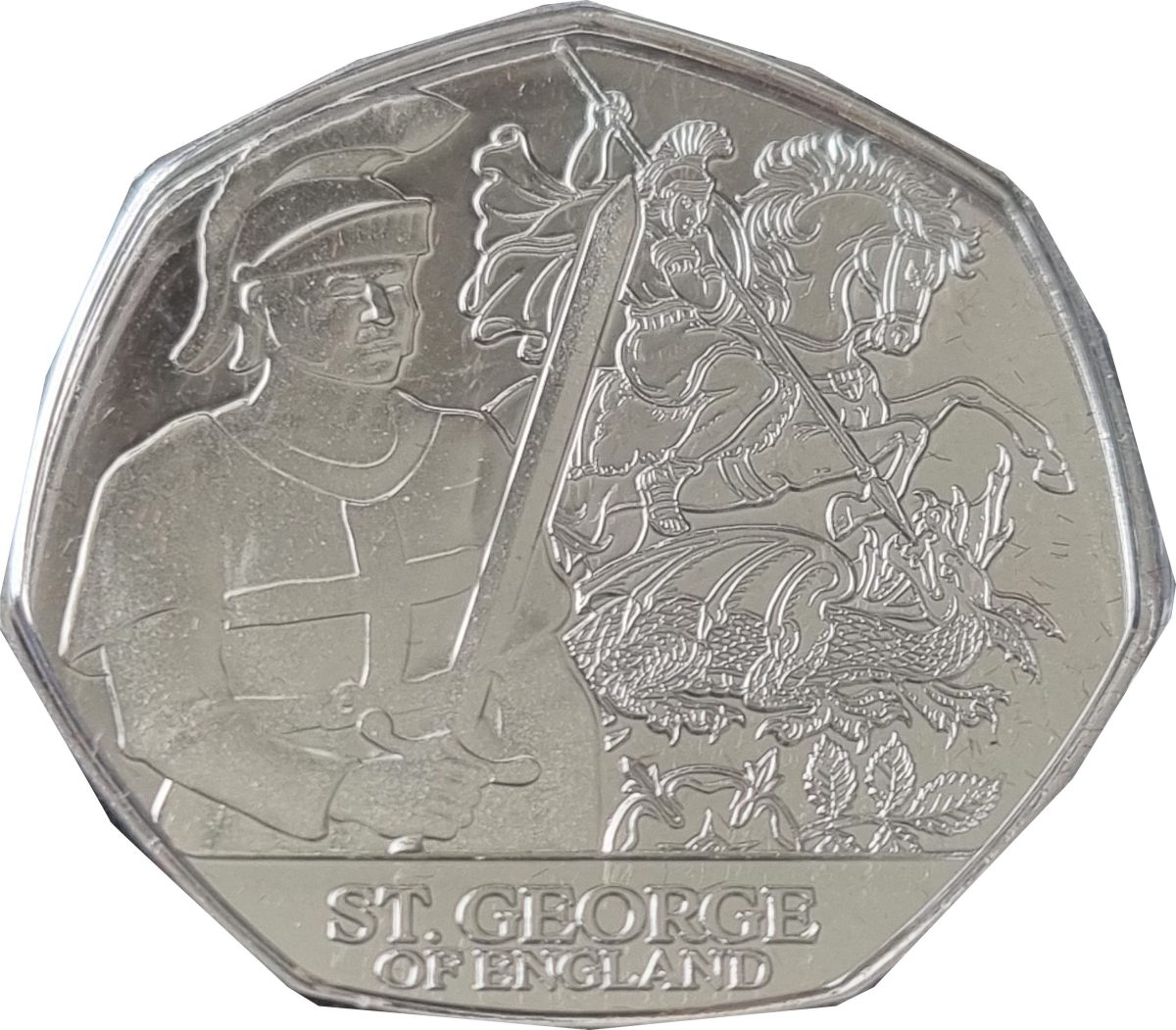 Jersey 50 Pence - Charles III St George reverse
