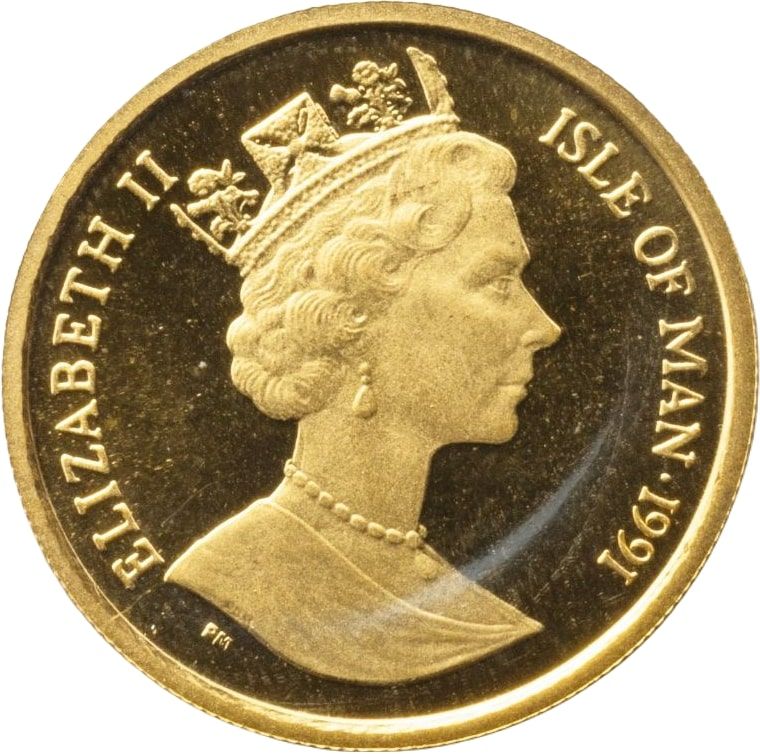 Isle of Man ⅕ Crown - Elizabeth II Norwegian Forest Cat obverse