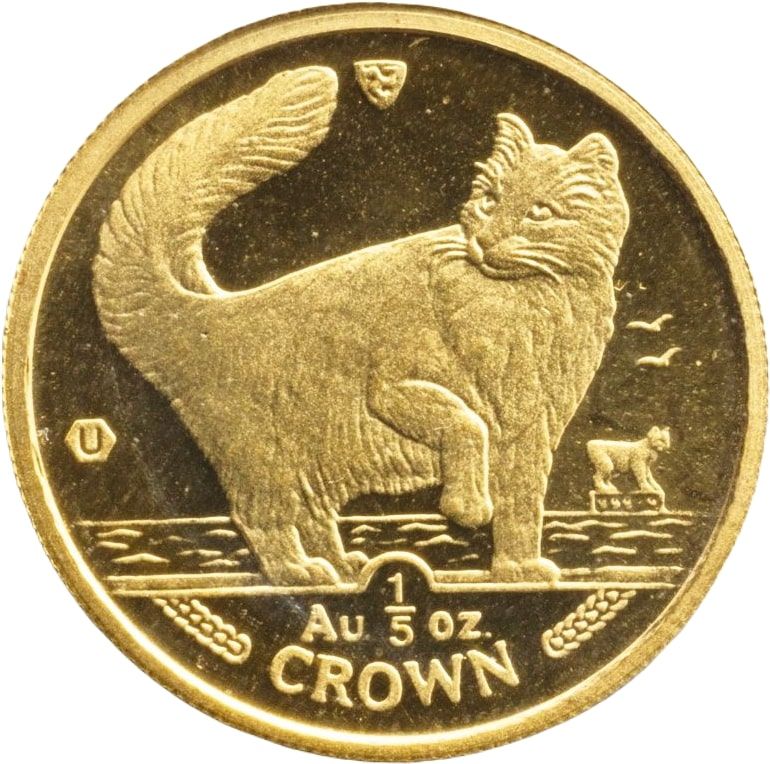 Isle of Man ⅕ Crown - Elizabeth II Norwegian Forest Cat