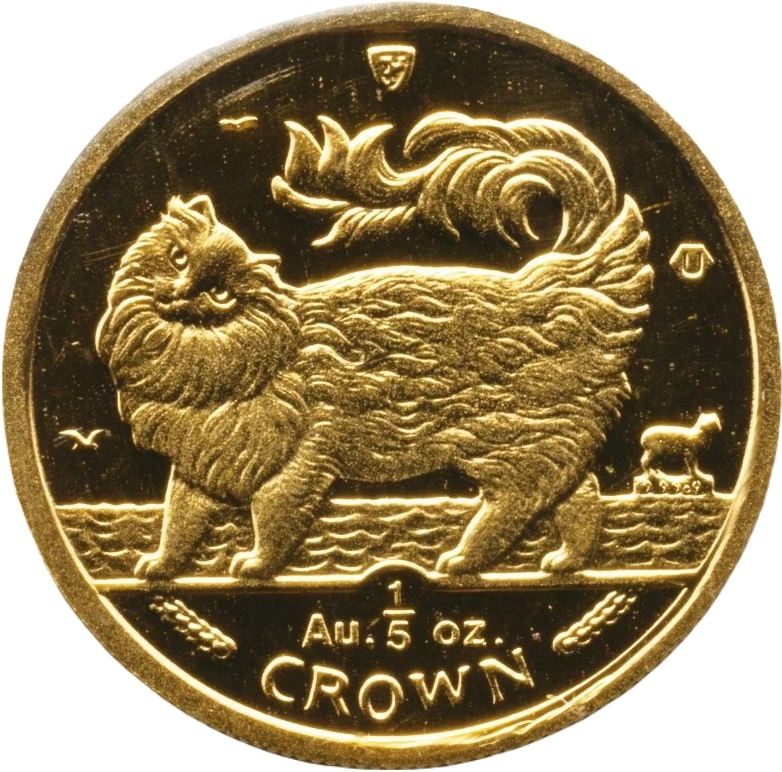 Isle of Man ⅕ Crown - Elizabeth II Maine Coon Cat reverse