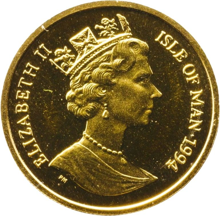 Isle of Man ⅕ Crown - Elizabeth II Japanese Bobtail Cat obverse