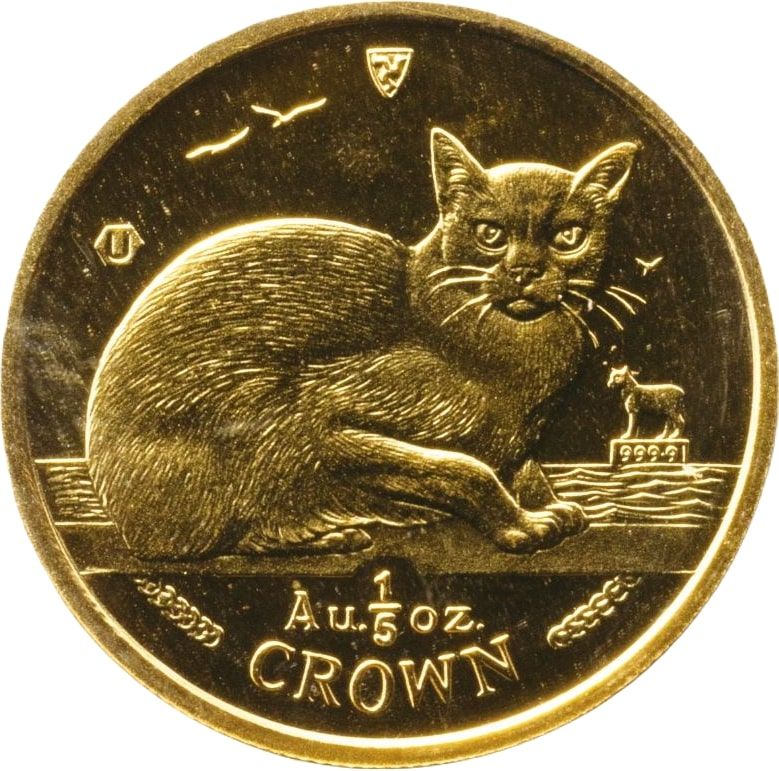 Isle of Man ⅕ Crown - Elizabeth II Burmese Cat