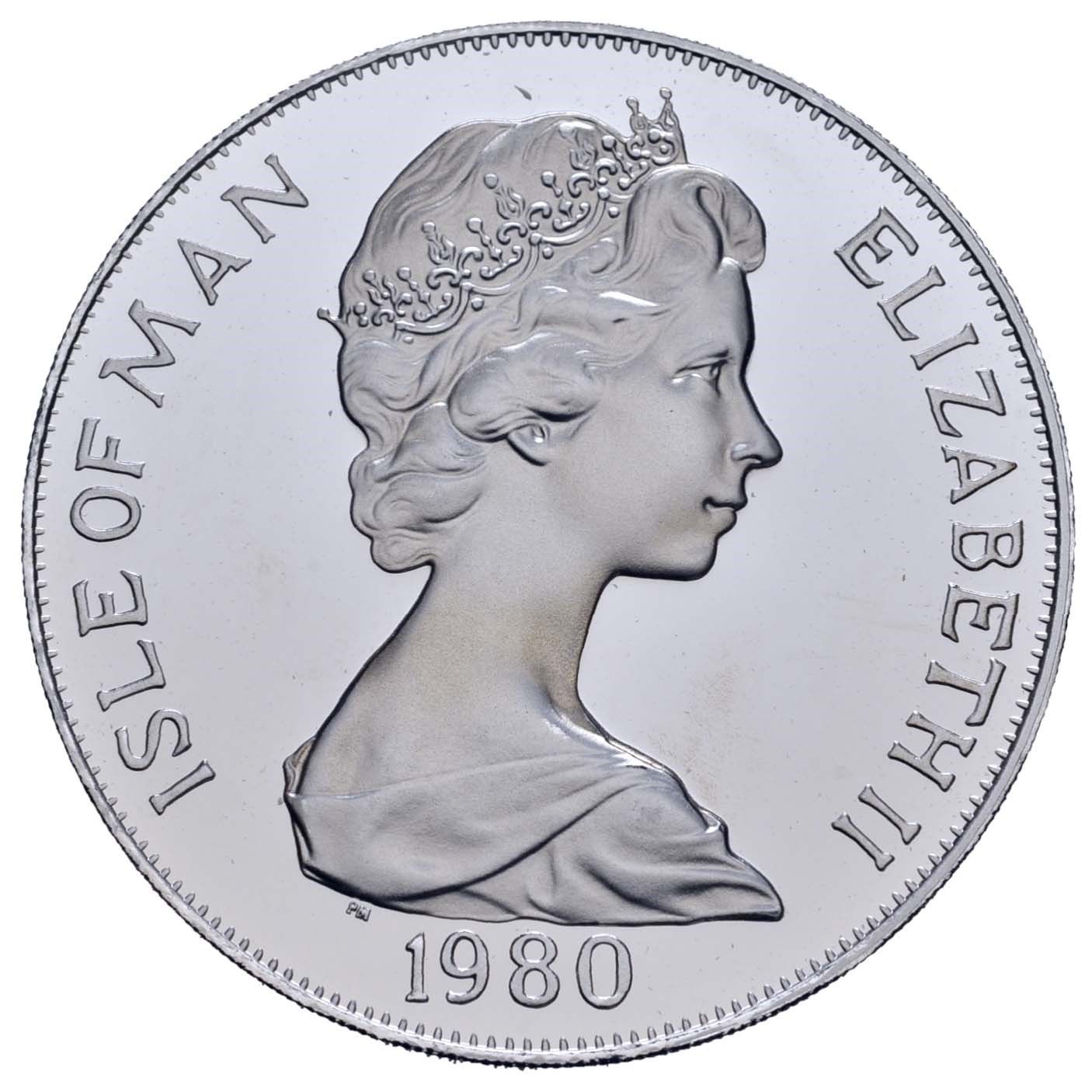 Isle of Man 1 Crown - Elizabeth II Derby; Platinum Proof obverse