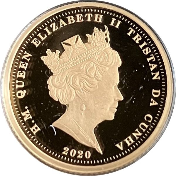 Tristan da Cunha ¼ Sovereign - Elizabeth II Mayflower, Gold obverse
