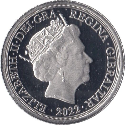 Gibraltar 1 Sovereign - Elizabeth II Platinium Jubilee - 1st Portrait obverse