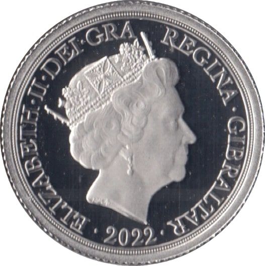 Gibraltar 1 Sovereign - Elizabeth II Platinium Jubilee - 4th Portrait obverse