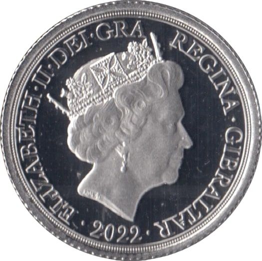 Gibraltar 1 Sovereign - Elizabeth II Platinium Jubilee - 5th Portrait obverse