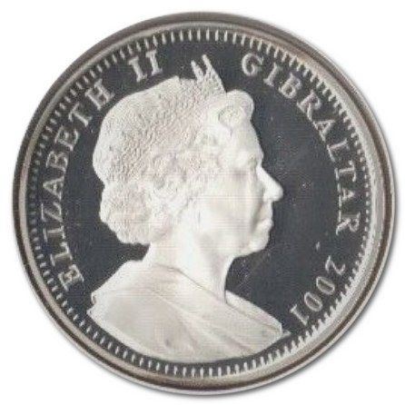 Gibraltar 1 Crown - Elizabeth II The Solar System; Silver Proof obverse