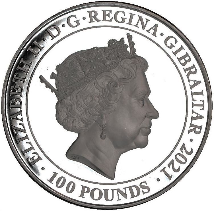 Gibraltar 100 Pounds - Elizabeth II Elizabeth II and the Lion obverse