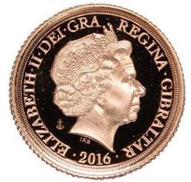 Gibraltar ¼ Sovereign - Elizabeth II Battle of the Atlantic obverse