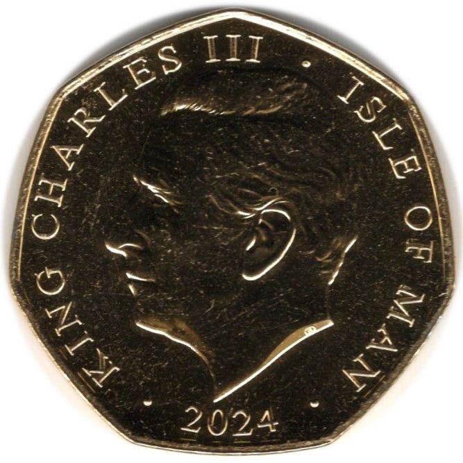 Isle of Man 50 Pence - Charles III D-Day Horsa Gliders; Gold plated obverse