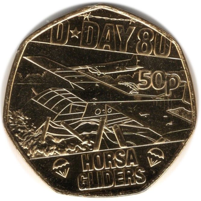 Isle of Man 50 Pence - Charles III D-Day Horsa Gliders; Gold plated