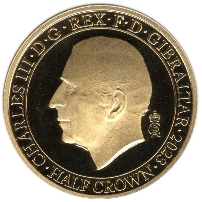 Gibraltar ½ Crown - Charles III Coronation; Gold plated obverse