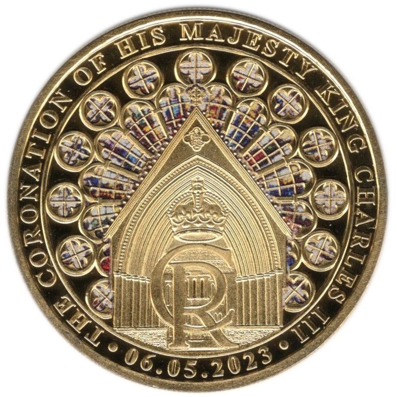 Gibraltar ½ Crown - Charles III Coronation; Gold plated