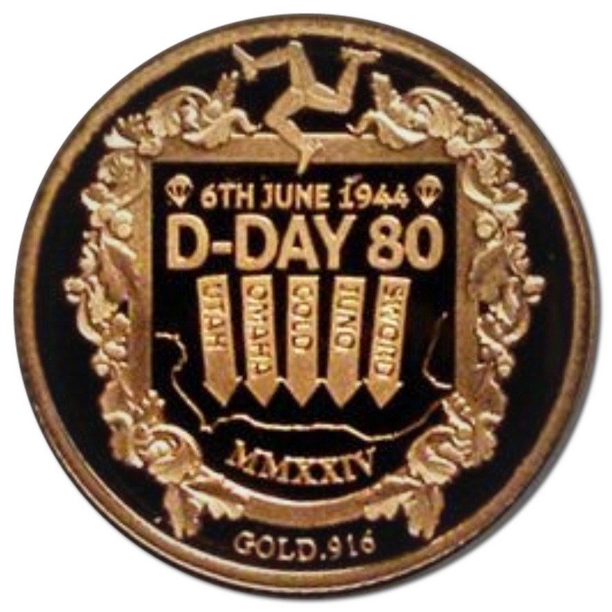 Isle of Man 1 Sovereign - Charles III 80th Ann. D-Day; Gold Proof