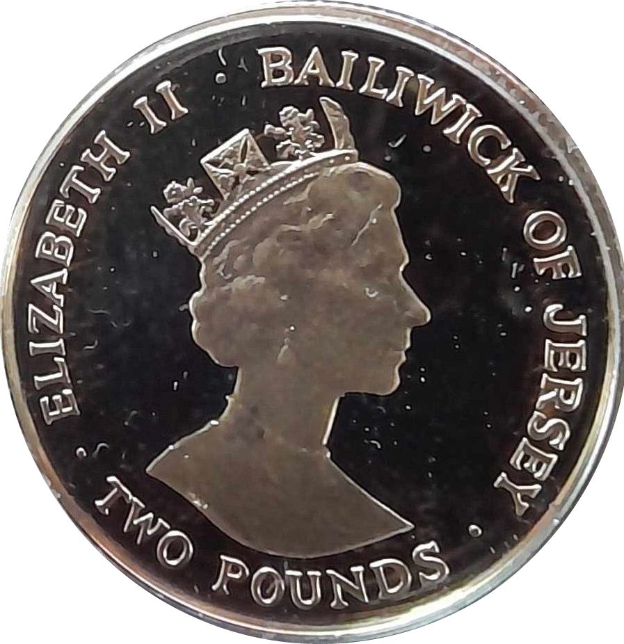 Jersey 2 Pounds - Elizabeth II 90th Birthday of Queen Mother obverse