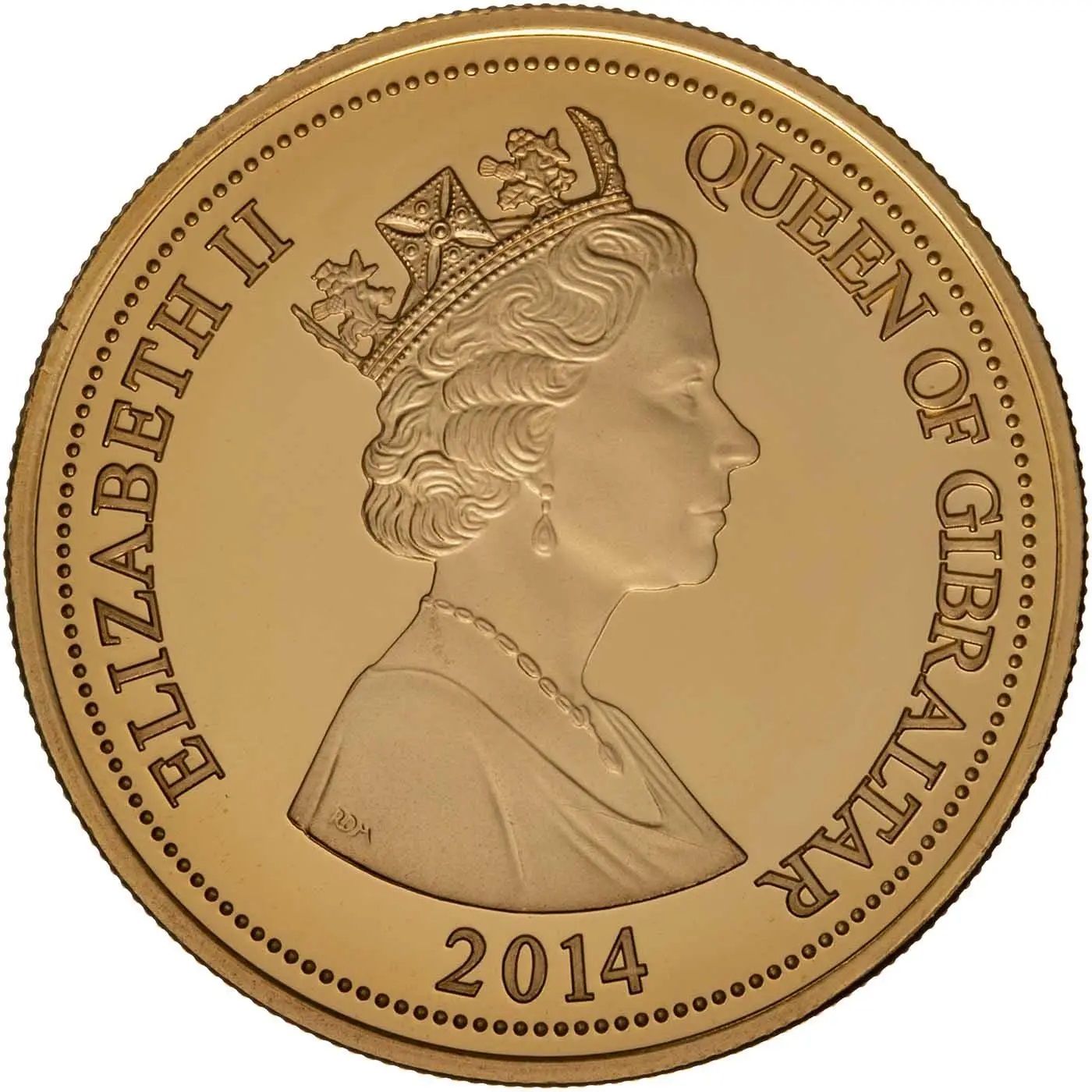 Gibraltar 5 Pounds - Elizabeth II Outbreak WWI - Sea; Gold Proof obverse