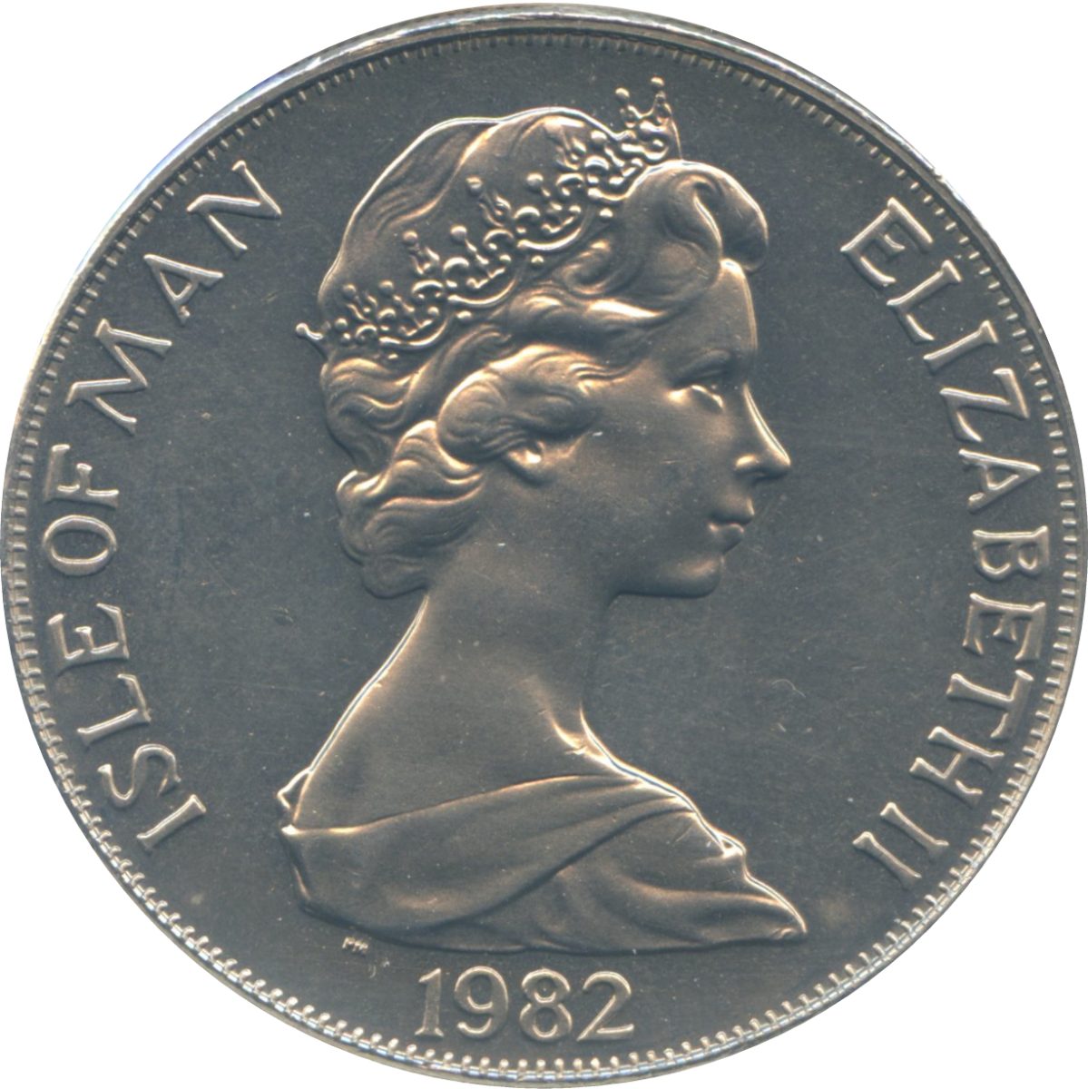 Isle of Man 1 Crown - Elizabeth II World Cup in Spain - Trophy obverse