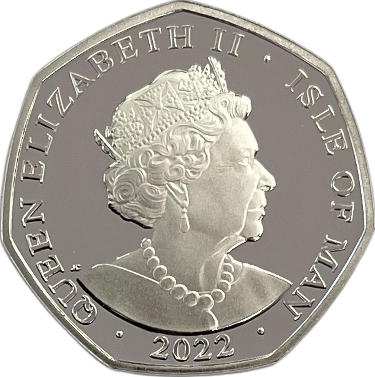 Isle of Man 50 pence - Elizabeth II Platinum Jubilee - God Save Our Gracious Queen; Silver Proof obverse