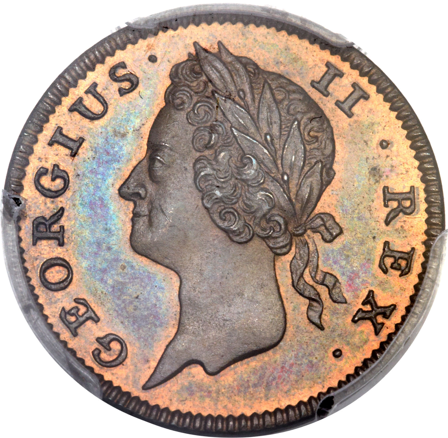 Ireland 1 Farthing - George II Type I obverse