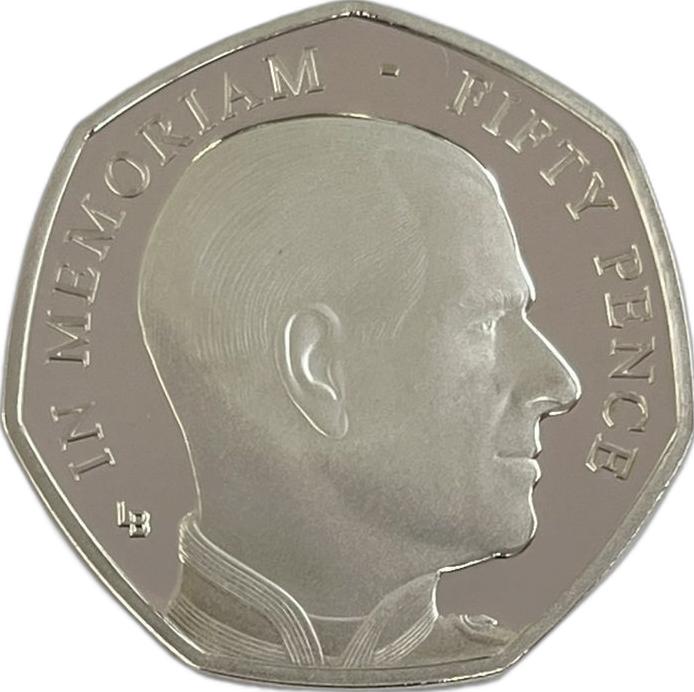 Isle of Man 50 Pence - Elizabeth II HRH Duke of Edinburgh - 1960's; Silver Proof reverse