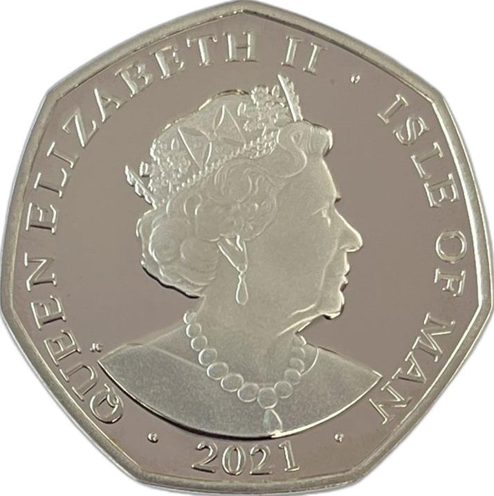 Isle of Man 50 Pence - Elizabeth II HRH Duke of Edinburgh - 1970's; Silver Proof obverse