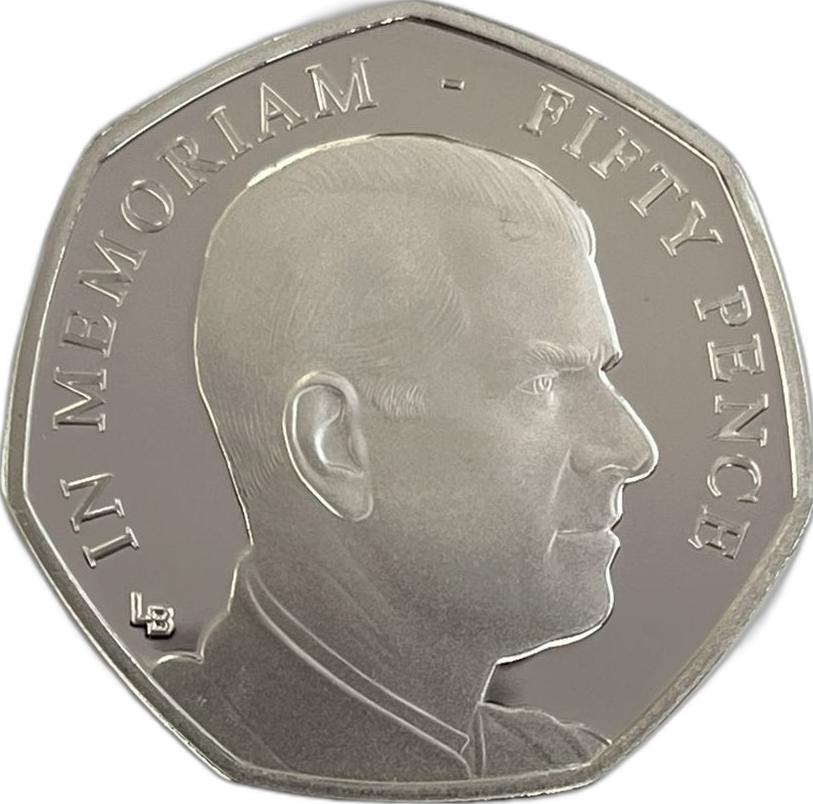 Isle of Man 50 Pence - Elizabeth II HRH Duke of Edinburgh - 1980's; Silver Proof reverse
