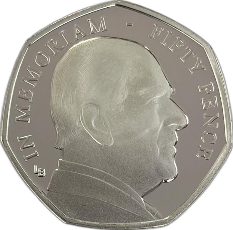 Isle of Man 50 Pence - Elizabeth II HRH Duke of Edinburgh - 2000's; Silver Proof reverse