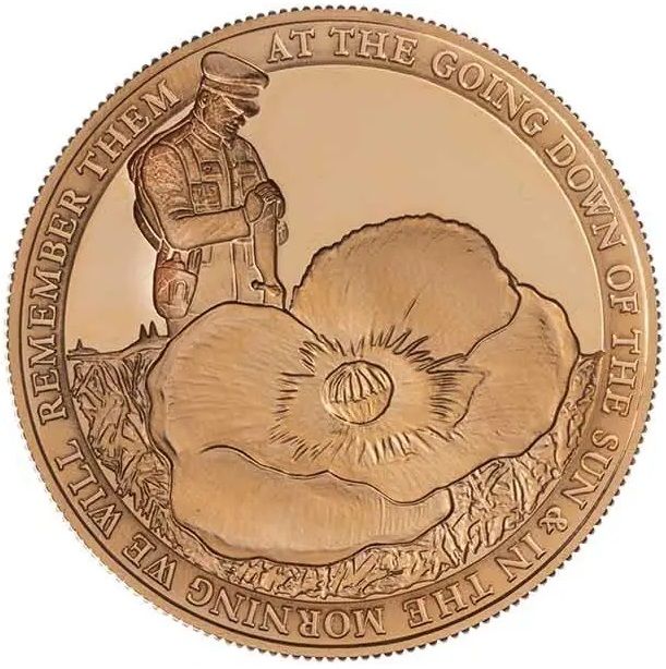 Gibraltar 5 Sovereigns - Elizabeth II We Will Remember Them reverse