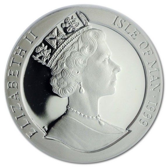 Isle of Man 1 Crown - Elizabeth II Year of the Rabbit; Silver Proof obverse