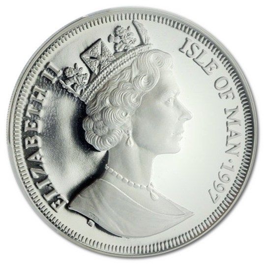 Isle of Man 1 Crown - Elizabeth II Flight of Mohammed 622; Silver Proof obverse