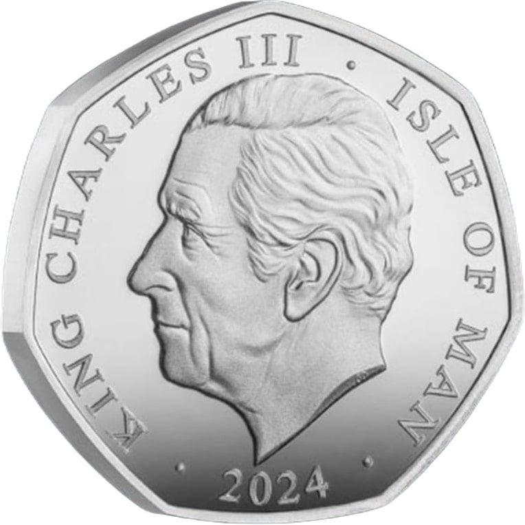 Isle of Man 50 Pence - Charles III King's First Year - Coronation; Silver Proof obverse