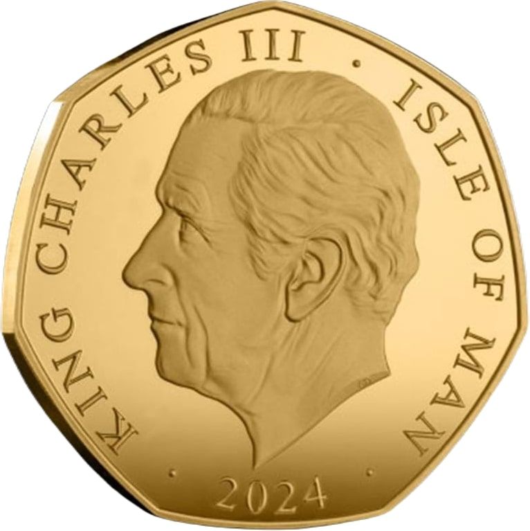 Isle of Man 50 Pence - Charles III King's First Year - Coronation; 1oz. Gold Proof obverse