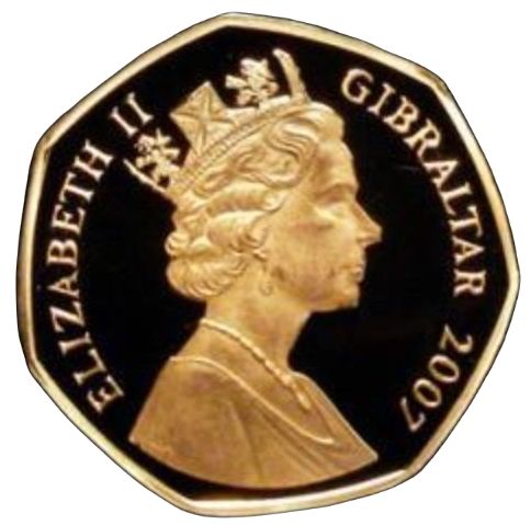 Gibraltar 50 Pence - Elizabeth II 25 Year Anniversary of Falkland Confilct; Gold Proof obverse