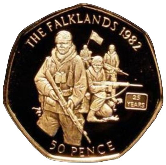 Gibraltar 50 Pence - Elizabeth II 25 Year Anniversary of Falkland Confilct; Gold Proof