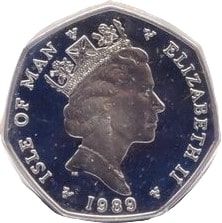 Isle of Man 50 Pence - Elizabeth II Christmas 1989; Silver Proof