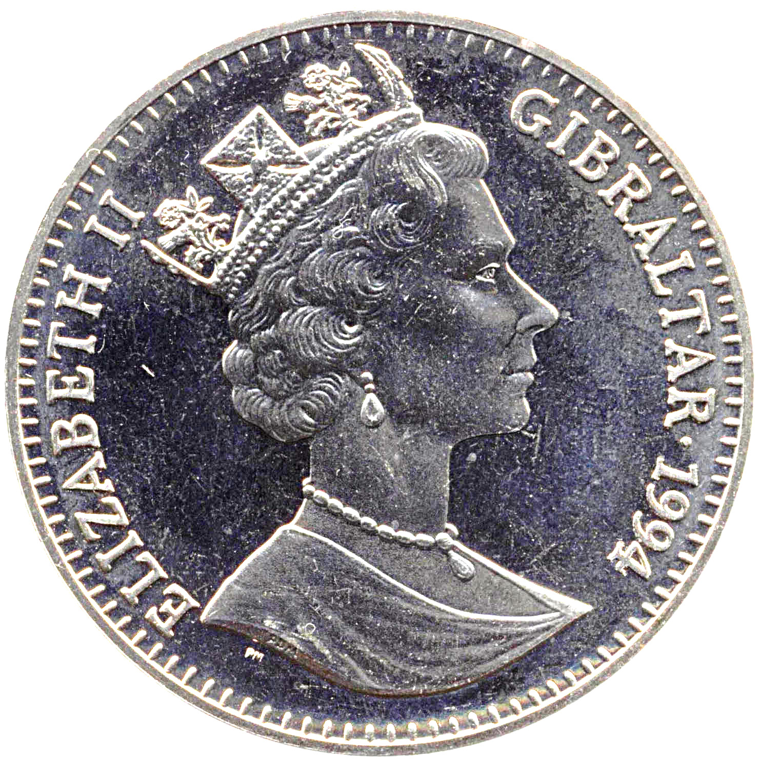 Gibraltar 1 Crown - Elizabeth II Elephants obverse