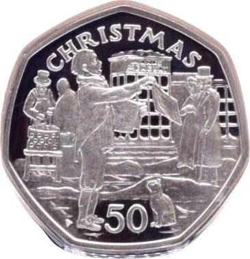 Isle of Man 50 Pence - Elizabeth II Christmas 1992; Silver Proof