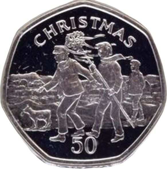 Isle of Man 50 Pence - Elizabeth II Christmas 1994; Silver Proof